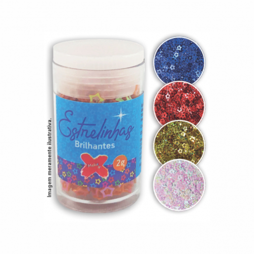 Brilho Estrelinhas Colorido (branco, ouro, vermelho e azul)