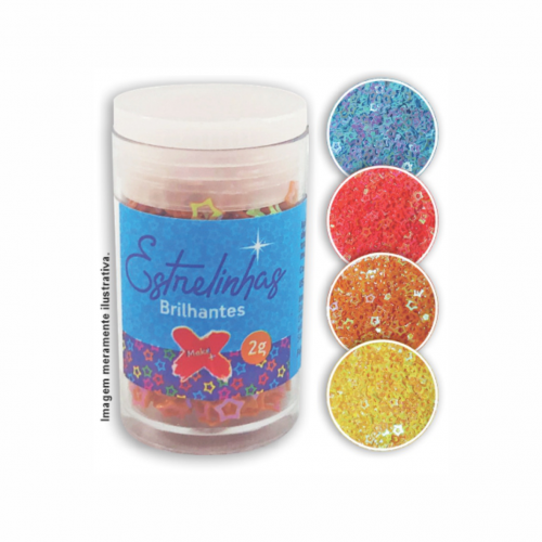 Brilho Estrelinhas Colorido Neon (amarelo, laranja, rosa e azul)