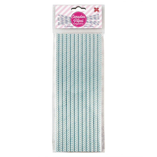 Canudo de Papel Chevron Azul Claro