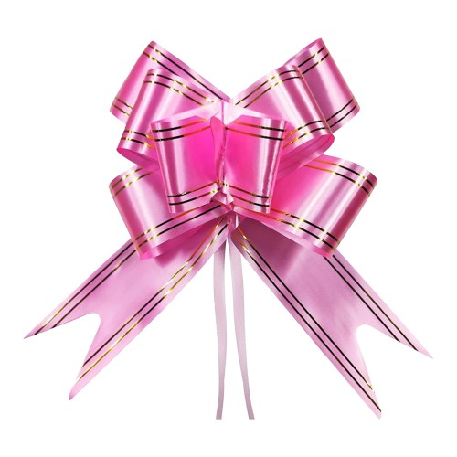 Laço Fácil M (17MMX34CM) - Rosa e Filete Dourado C/10